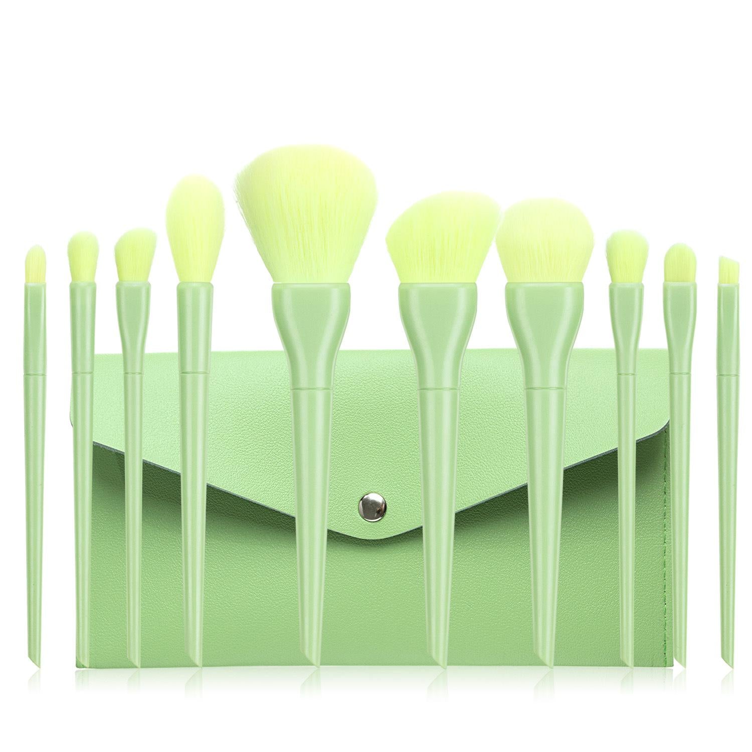Candy color 10 cosmetic brushes set plastic short rod soft bristles Candy color 10 cosmetic brushes set plastic short rod soft bristles